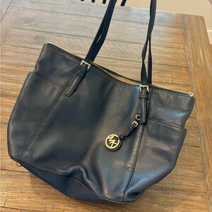Michael Kors Leather Jet Set Tote Bag Navy